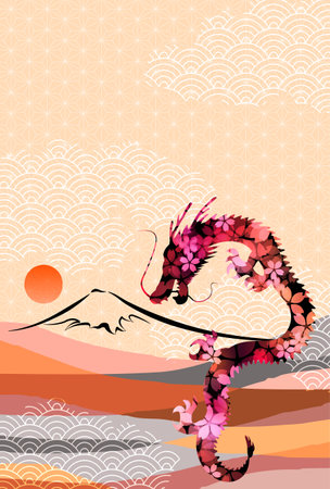 dragon New Year's card Chinese zodiac Backgroundのイラスト素材