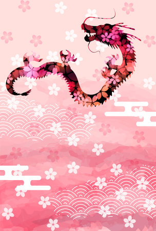 dragon New Year's card Chinese zodiac Backgroundのイラスト素材