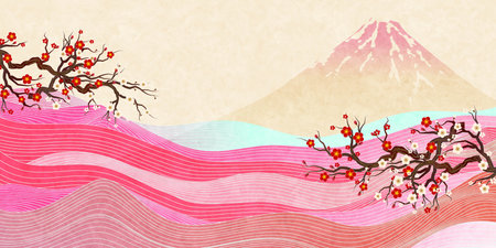 Fuji Plum New Year's card Backgroundのイラスト素材