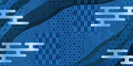 Japanese Pattern Pattern Blue Backgroundのイラスト素材