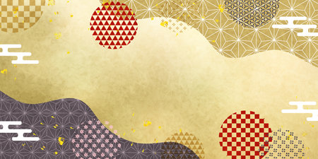 Japanese Pattern Patterns Gold Backgroundのイラスト素材