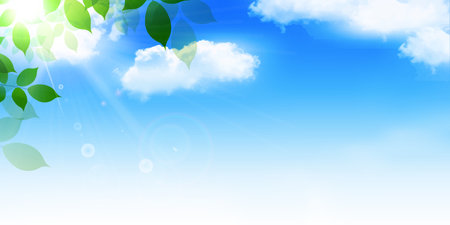fresh green leaves landscape backgroundのイラスト素材