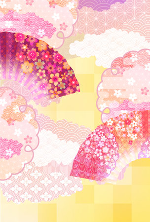 Cherry Blossoms Doll's Festival Spring Japanese Pattern Backgroundのイラスト素材