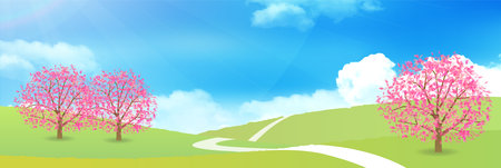 Cherry Blossoms Spring Petals Backgroundのイラスト素材