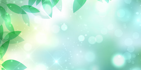 fresh green leaves landscape backgroundのイラスト素材
