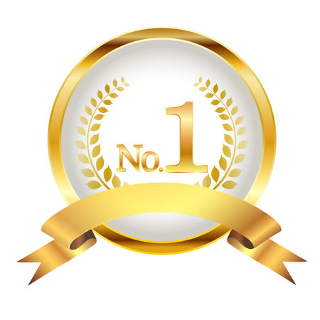 medal ribbon gold circle iconのイラスト素材