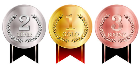 medal ribbon gold circle iconのイラスト素材