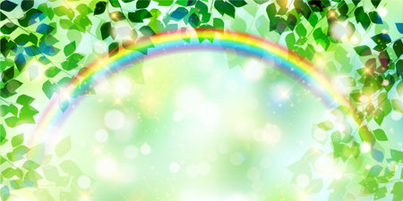 fresh green leaves landscape backgroundのイラスト素材