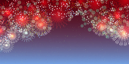 Fireworks Summer Festival Landscape Backgroundのイラスト素材