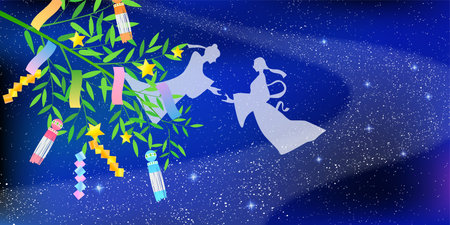 Tanabata Japanese Pattern Summer Backgroundのイラスト素材