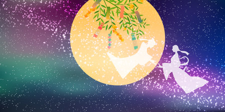 Tanabata Japanese Pattern Summer Backgroundのイラスト素材
