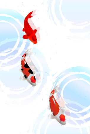 Carp Japanese Pattern Watercolor Backgroundのイラスト素材