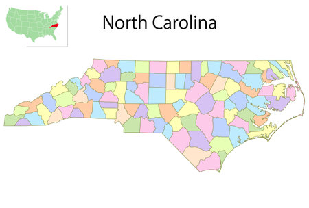 North Carolina USA Map Colorful Iconsのイラスト素材