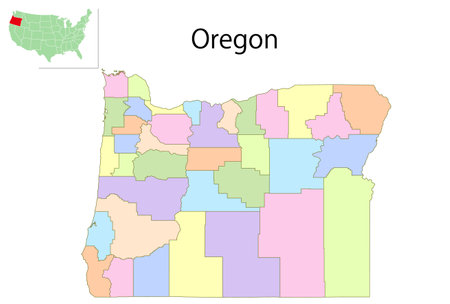 Oregon USA Map Colorful Iconsのイラスト素材