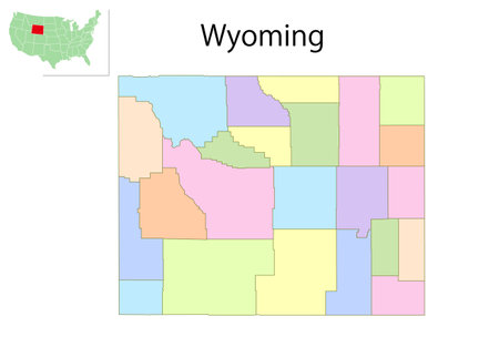 Wyoming America Map Colorful Iconsのイラスト素材