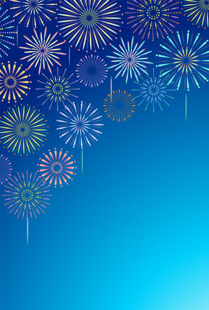 Fireworks Summer Festival Landscape Backgroundのイラスト素材
