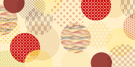 Orange Japanese Pattern Autumn Backgroundのイラスト素材