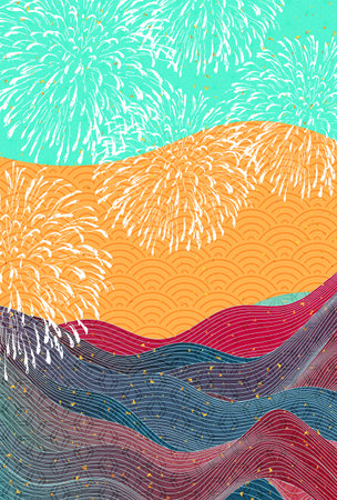 Fireworks Nami Japanese Pattern Backgroundのイラスト素材
