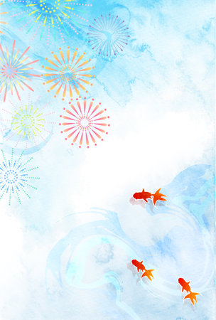 goldfish hot weather sea backgroundのイラスト素材