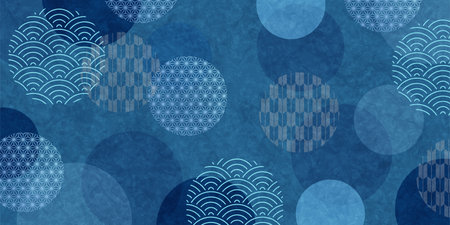 Wave Japanese Pattern Watercolor Backgroundのイラスト素材