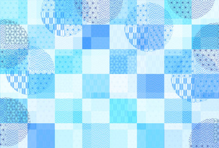 Japanese Pattern Blue Watercolor Backgroundのイラスト素材