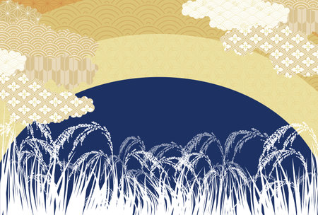 Rice Autumn Countryside Japanese Pattern Backgroundのイラスト素材