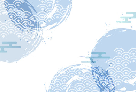 Japanese Pattern  Japanese Pattern  Blue  Watercolor  Backgroundのイラスト素材
