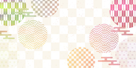 Autumn Japanese Pattern Watercolor Backgroundのイラスト素材