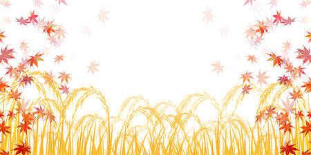 Rice Autumn Countryside Landscape Backgroundのイラスト素材