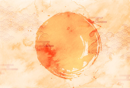 Orange Japanese Pattern Autumn Backgroundのイラスト素材