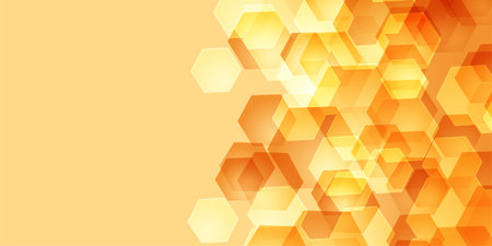 Orange Hexagon Technology Pattern Backgroundのイラスト素材