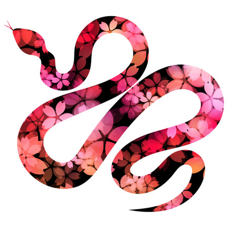 Snake New Year's card Cherry blossom Iconのイラスト素材