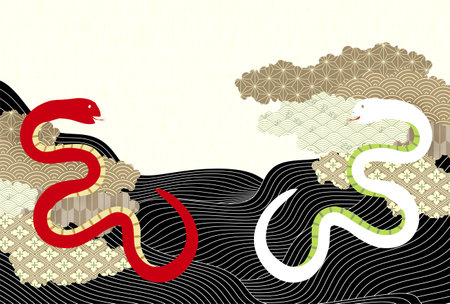 Snake New Year's card Oriental zodiac Backgroundのイラスト素材