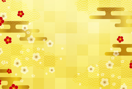 Nengajo Japanese Pattern Ume Backgroundのイラスト素材