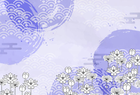 lotus Mourning Japanese Pattern Backgroundのイラスト素材