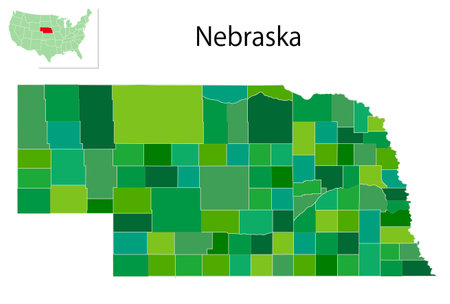 Nebraska United States Map Iconsのイラスト素材