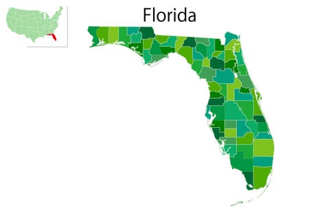 Florida America Map Green Iconのイラスト素材