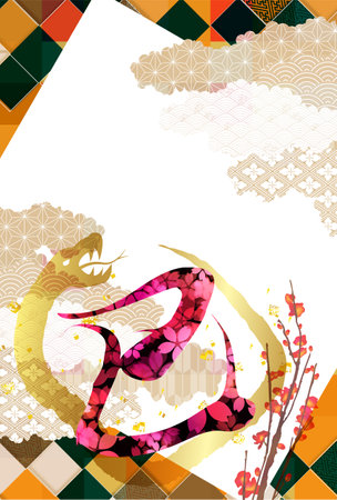 Snake New Year's card Text Backgroundのイラスト素材