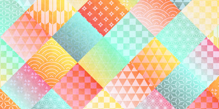 Colorful Japanese Pattern Patterns Backgroundのイラスト素材