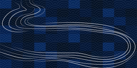 Nengajo Blue Japanese Pattern Backgroundのイラスト素材