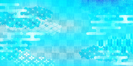 Japanese Pattern Blue Nengajo Backgroundのイラスト素材