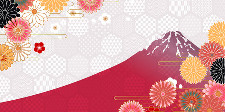 Japanese Pattern Fuji Nengajo Backgroundのイラスト素材