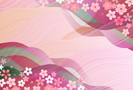 Japanese Pattern Cherry Blossoms Nengajo Backgroundのイラスト素材