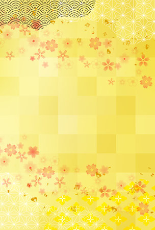 Japanese Pattern Cherry Blossoms Backgroundのイラスト素材