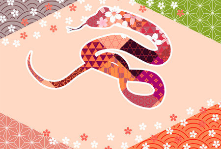Snake New Year's card Oriental zodiac Backgroundのイラスト素材