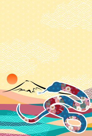 Snake New Year's card Oriental zodiac Backgroundのイラスト素材