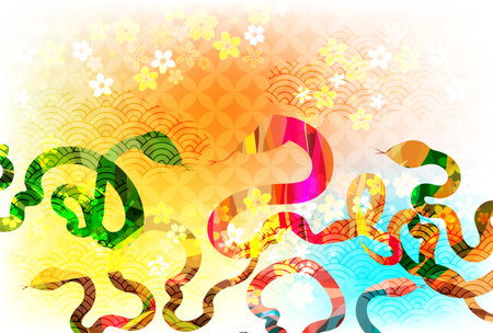 Snake New Year's card Oriental zodiac Backgroundのイラスト素材