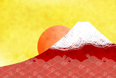 Japanese Pattern Nengajo Fuji Backgroundのイラスト素材
