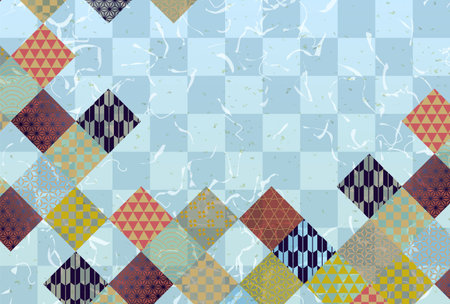 Japanese Pattern Nengajo Blue Backgroundのイラスト素材