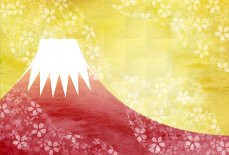Japanese Pattern Nengajo Fuji Backgroundのイラスト素材